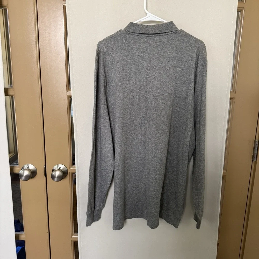 Polo By Ralph Lauren Mens Large Grey 100% Cotton Long Long Sleeve Polo Shirt